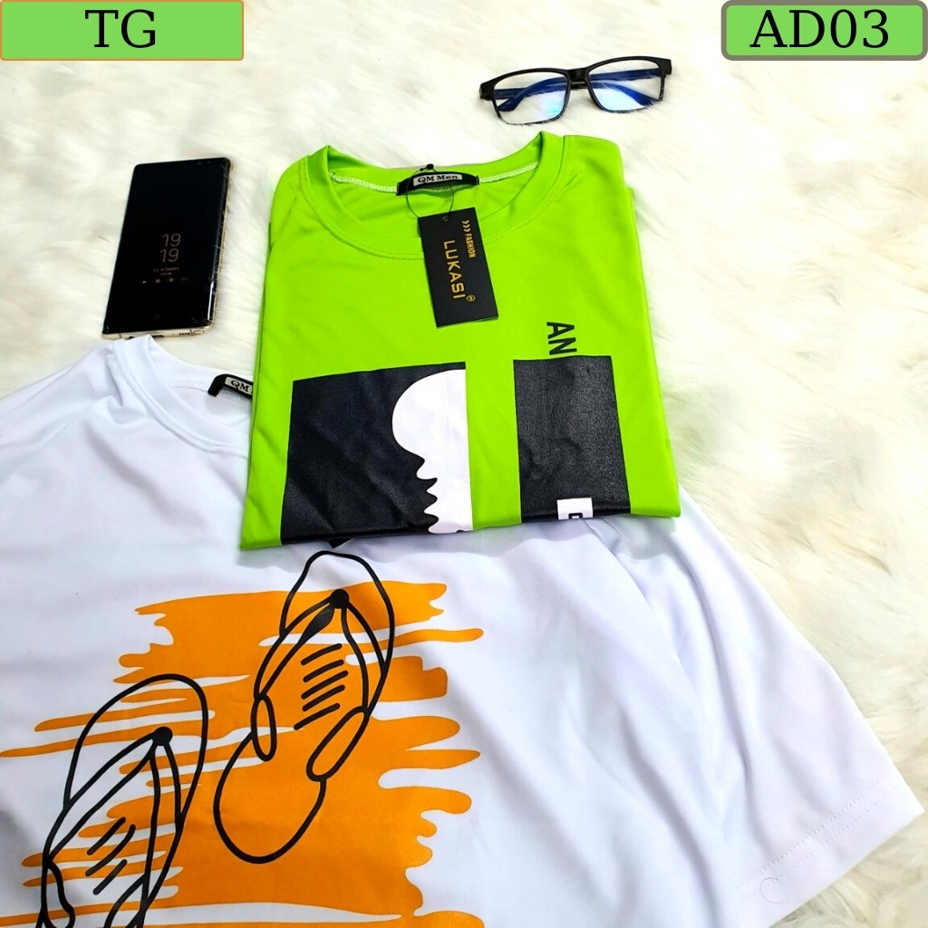 Áo thun nam tenji at02tg áo phông nam thể thao cổ tròn xanh phong cảnh thun cotton lạnh tenji store 4 (44 - 70kg)