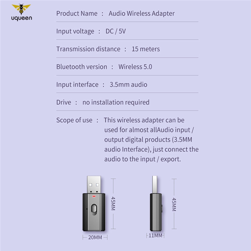 Thiết Bị Thu Phát Bluetooth Uq T7-5 Mini Cổng Cắm 3.5mm | BigBuy360 - bigbuy360.vn