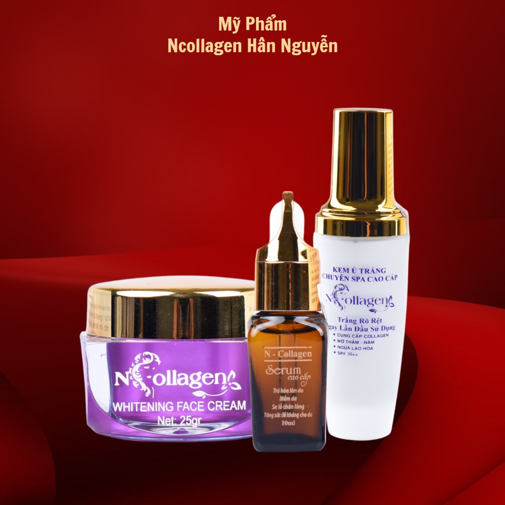 Bộ dưỡng da - Kem face tím serum cao cấp ủ trắng face chuyên spa Ncollagen Hân Nguyễn 105ml