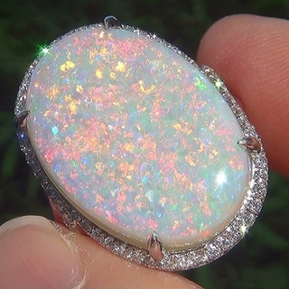 Nhẫn Đính Hôn Nữ Đính Đá Opal Lửa Tự Nhiên