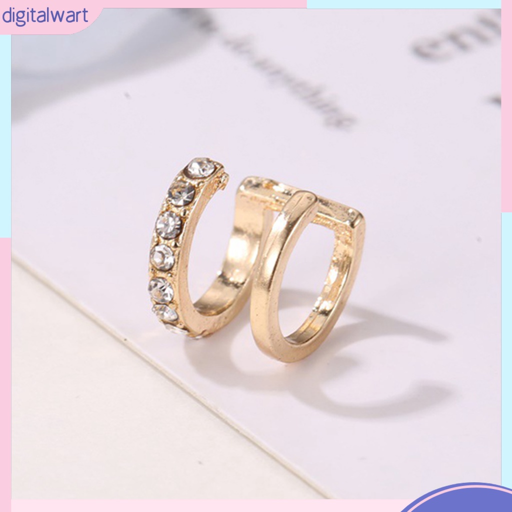Khuyên kim loại đeo vành tai thiết kế đính đá lấp lánh nữ tính
