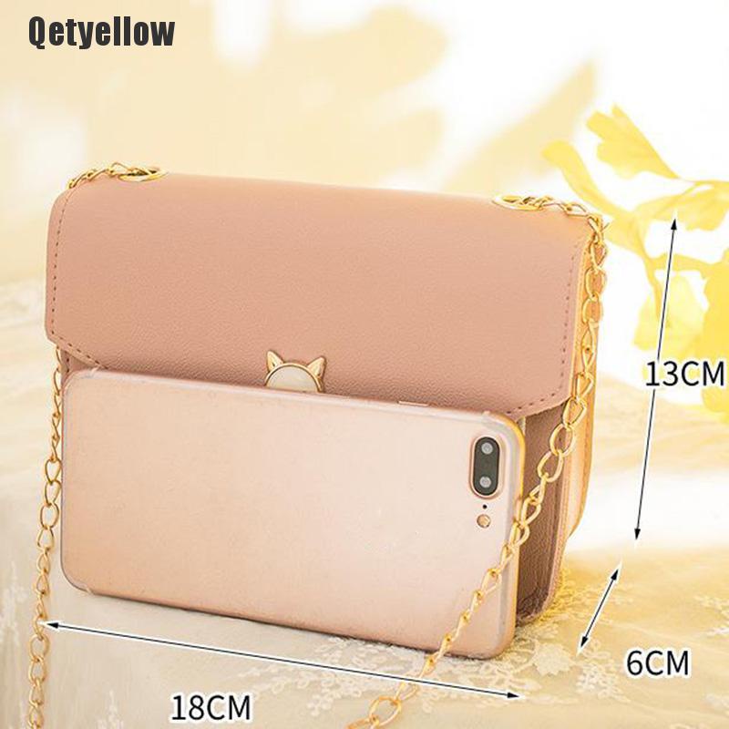 Túi đeo chéo mini phối dây xích màu vàng thời trang cho nữ