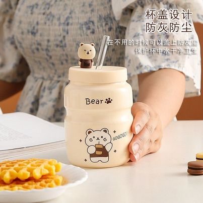 Bình đựng nước uống bằng sứ tráng men hình gấu Bear hottrend