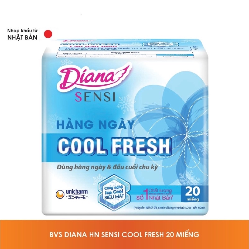 Gói 20 miếng Băng vệ sinh Diana hàng ngày Sensi Cool Fresh 15,5cm