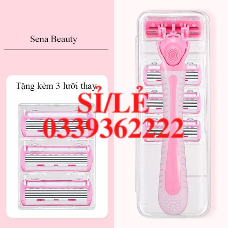 [ CHÍNH HÃNG ] Bộ dao cạo lông nách, bikini, lông chân 6 lưỡi tặng kèm 3 đầu thay Lady's Grainer Sena Beauty  HAIANHSHOP