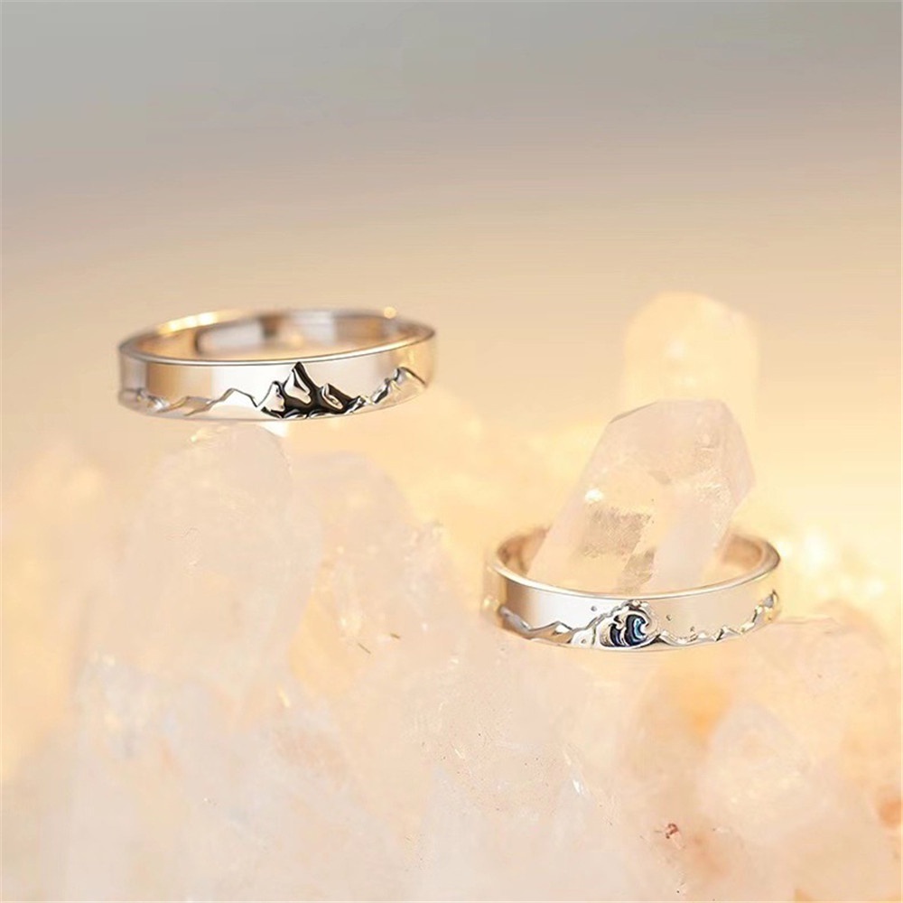Cod Qipin set 2 Nhẫn Cặp Đôi Kiểu Núi Canghai Thu Gọn Được Làm Quà Tặng Đám Cưới