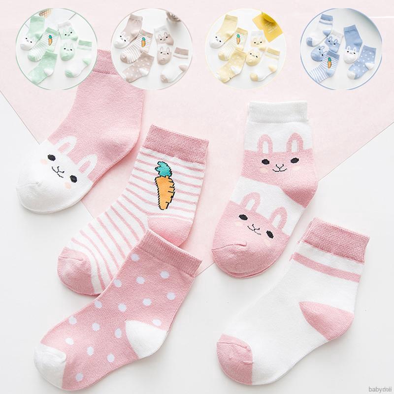 Set 5 Đôi Vớ Cotton In Họa Tiết Xinh Xắn Dành Cho Các Bé