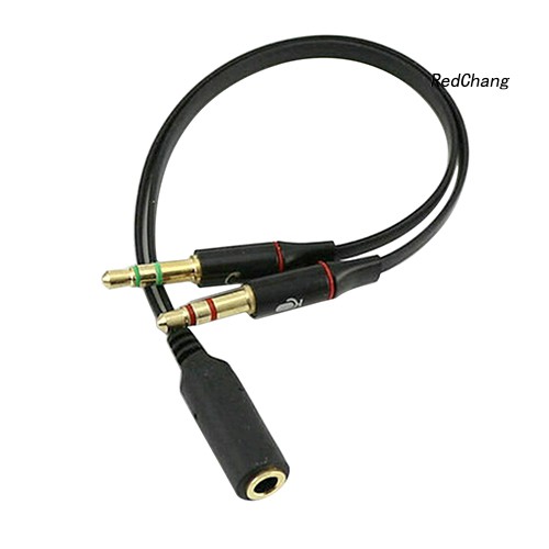 -SPQ- 3.5mm AUX Audio Mic Splitter Cable Earphone Headphone Adapter Female to 2 Male