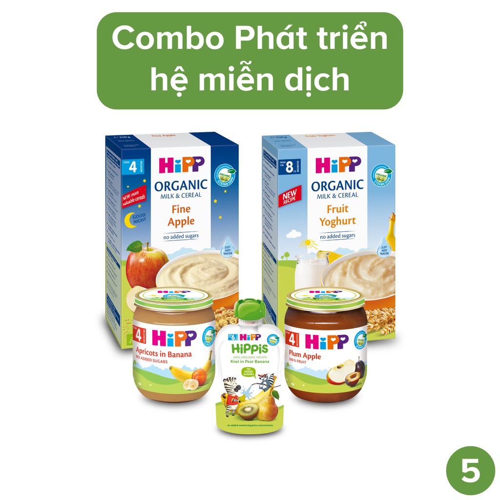 Combo ăn dặm HiPP Organic số 5: Phát triển hệ miễn dịch