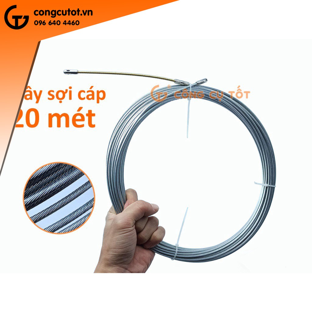 Dây mồi luồn ống sợi cáp trần 20m  sợi thép xoắn