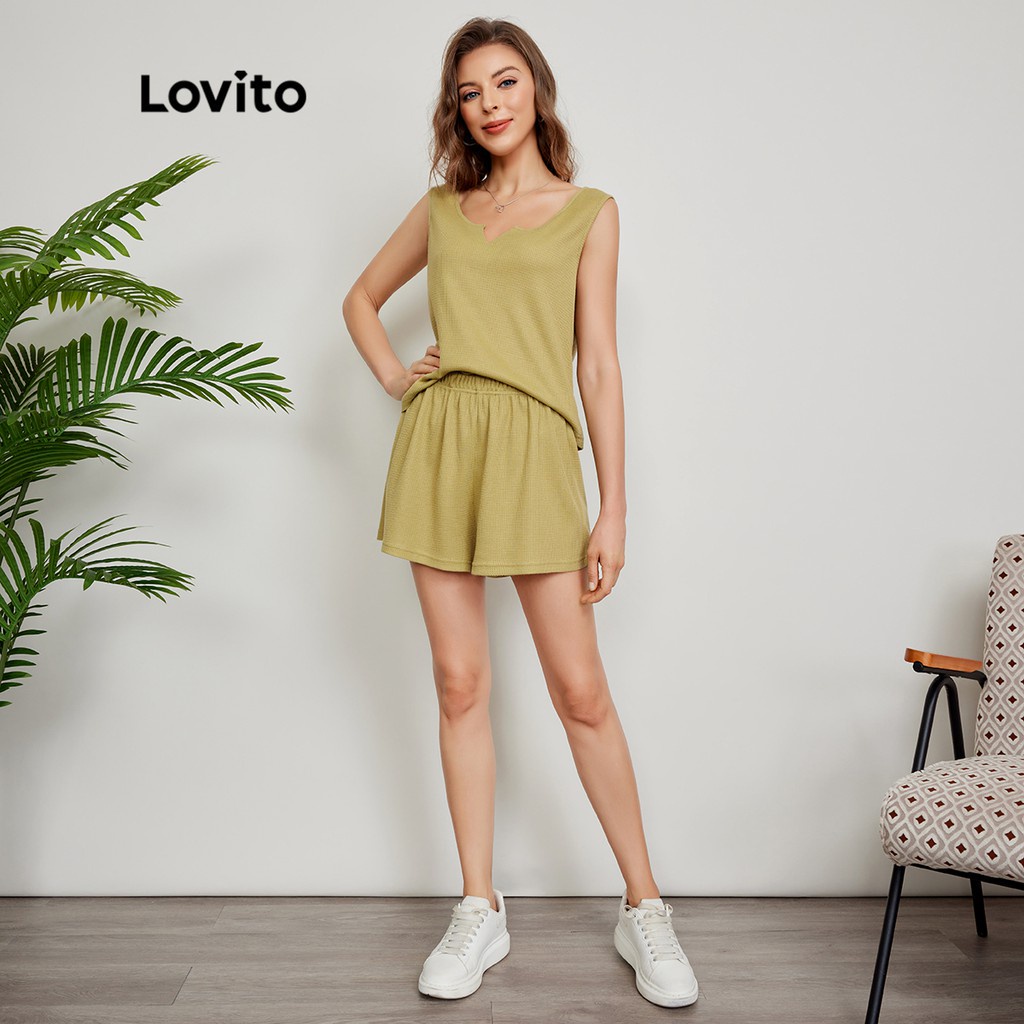 Lovito Quần Short Thun Thun Thông Thường L24ED052 (Honeydew)