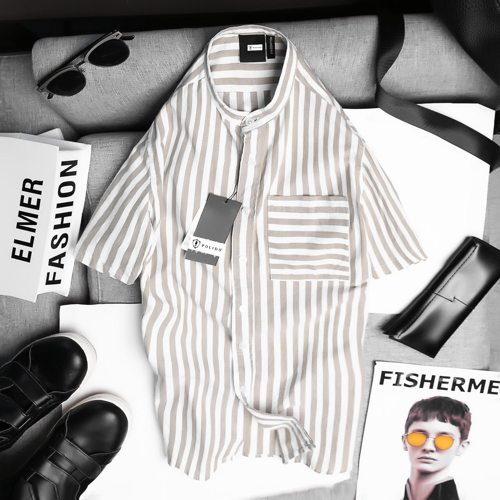 Áo Sơmi Cộc Tay Kẻ Sọc Chất Liệu Đũi Mỏng Thoáng Mát, Thiết Kế Trẻ Trung, Phối Ngực Tiện Lợi - POLIDO | BigBuy360 - bigbuy360.vn