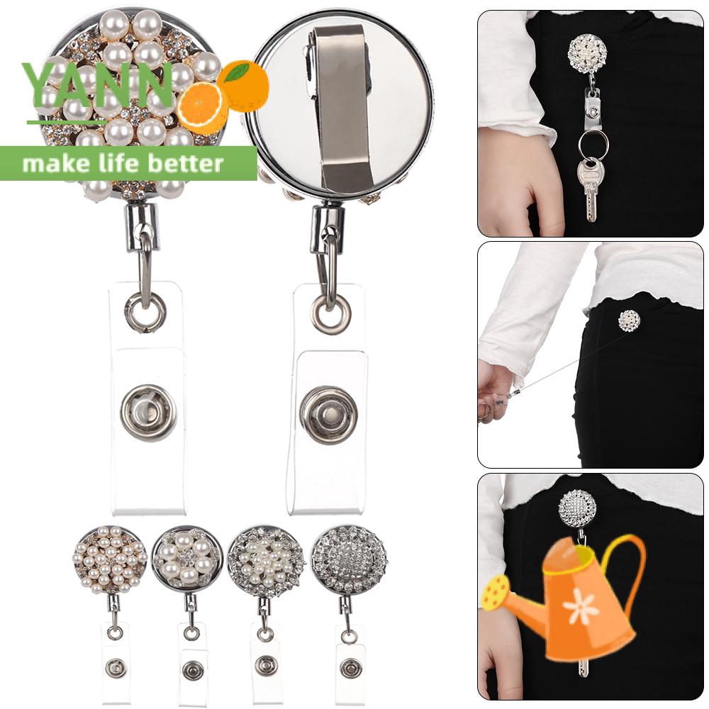 1 Kẹp Giữ Bảng Tên ID Họa Tiết Ngọc Trai Có Thể Thu Gọn Tiện Dụng Giá Đỡ