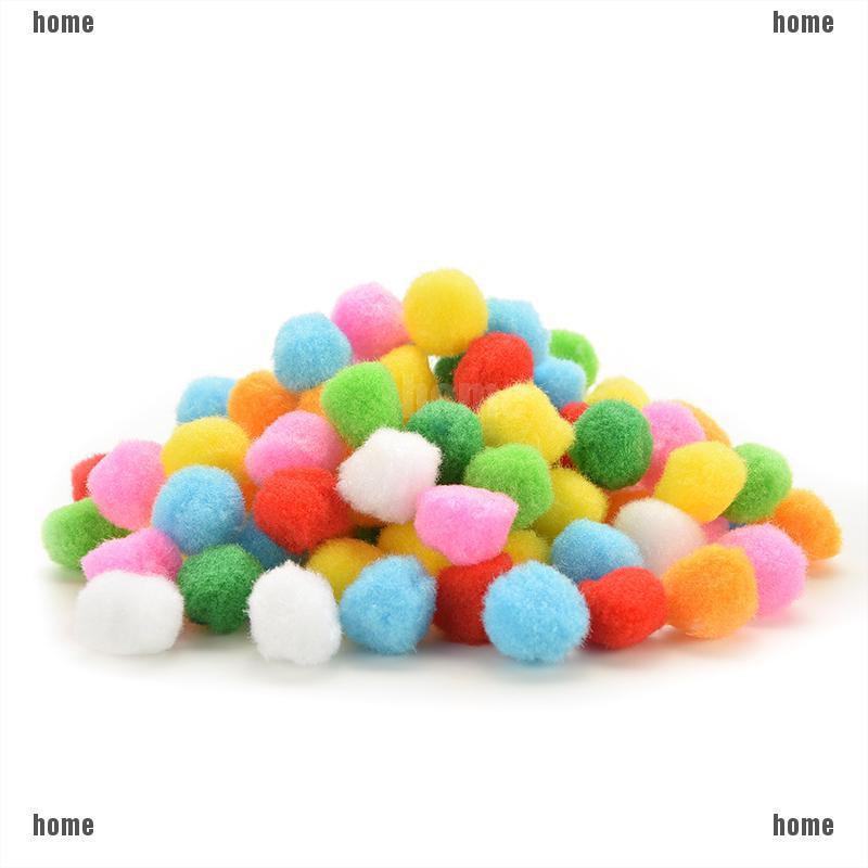 Set 100 quả pompom mini 10mm 20mm 30mm 40mm nhiều màu làm đồ chơi thủ công cho bé