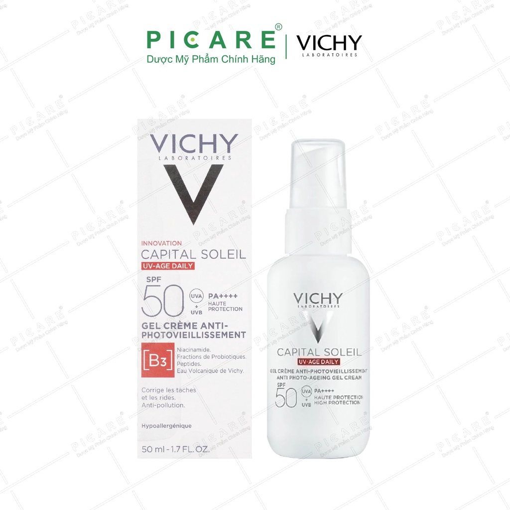 Kem Chống Nắng Bảo Vệ Da Ngăn Ngừa Thâm Nám Vichy Capital Soleil UV Age Daily Anti Photo-ageing Gel Cream SPF50 50ml