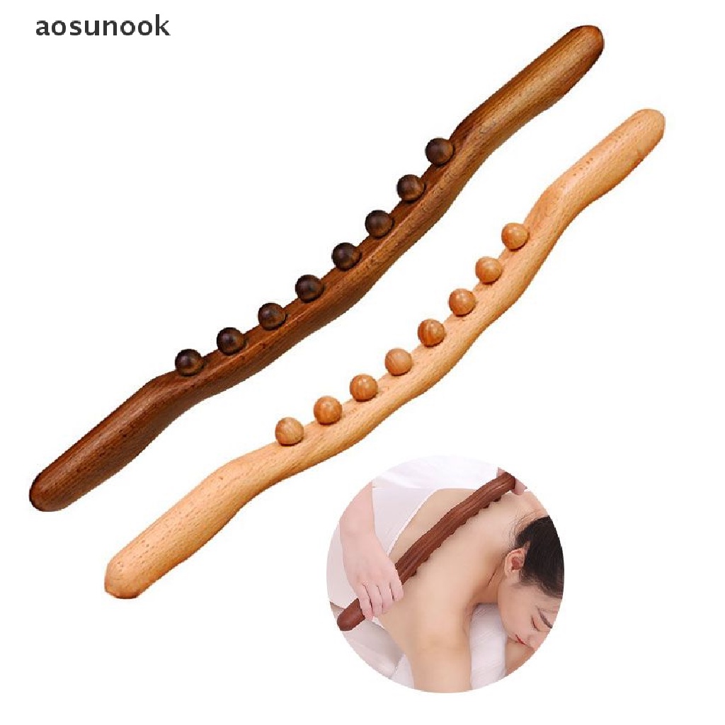 Aosunook 8 Hạt Gua Sha Gậy Mát Xa Cơ Thể Lưng Bằng Gỗ Carbon