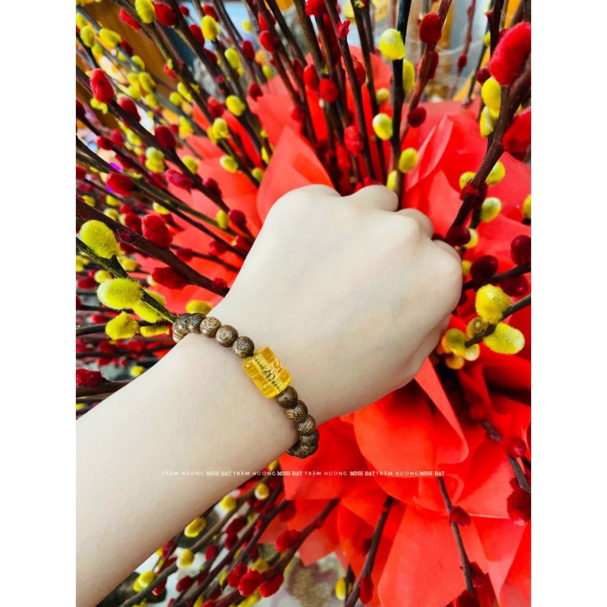 Vòng tay trầm hương đính đá phong thủy  giá xưởng