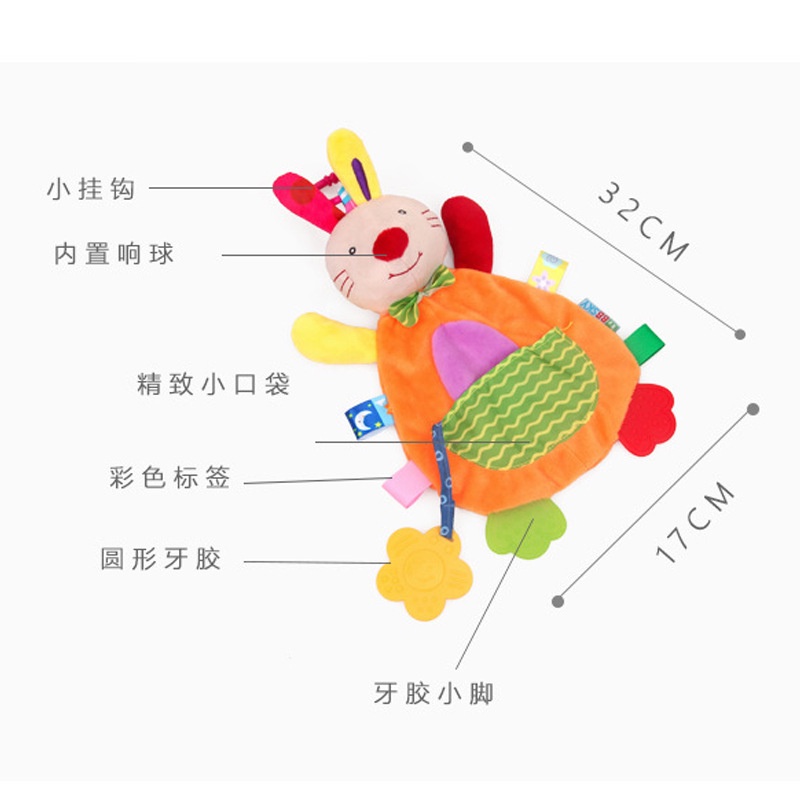 Đồ chơi lục lạc ZHAN QI TOYS hình thú nhồi bông mềm mại treo xe đẩy cho bé 0-3 tuổi