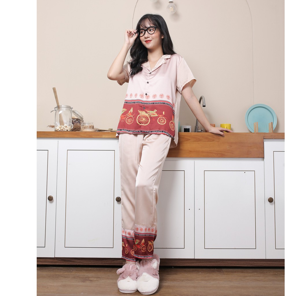 Bộ ngủ pijama lụa phối cổ chất đẹp | BigBuy360 - bigbuy360.vn