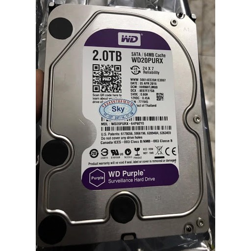 HDD 💎𝓕𝓡𝓔𝓔𝓢𝓗𝓘𝓟💎 Ổ CỨNG HDD PC Western Digital 2TB Purple (Chuyên Camera) - BH 24 THÁNG SPTECH COMPUTER