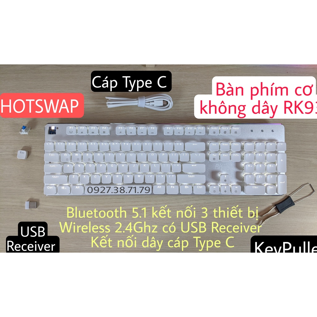 RK935 HOTSWAP - Bàn phím cơ không dây Dragon Shield bản Version 4 - Bluetooth 5.1 - Wireless - Cáp Type C - Kháng nước