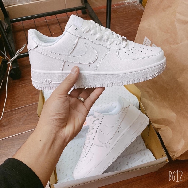 GIÀY NI,KE AR ALL WHITE SI.ÊU CẤP DA THẬT