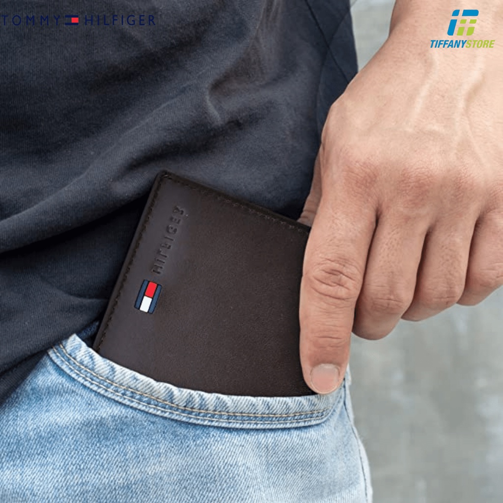 Ví nam Tommy Hilfiger Men's Leather Slim Bifold Wallet - Ví da mềm màu nâu - 31TL22X060 - hàng chính hãng - Nhập tại Mỹ