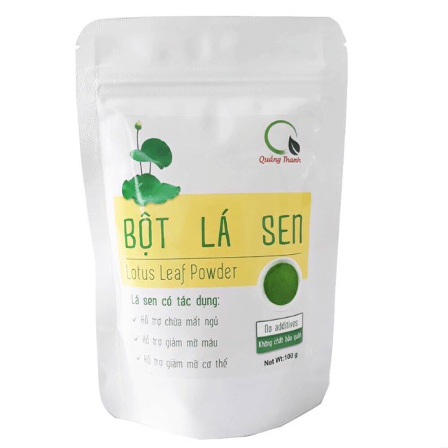 [FREESHIP] Bột lá sen nguyên chất Quảng Thanh 100gram - Bột lá sen sấy lạnh trị mất ngủ, làm đẹp da, mặt nạ