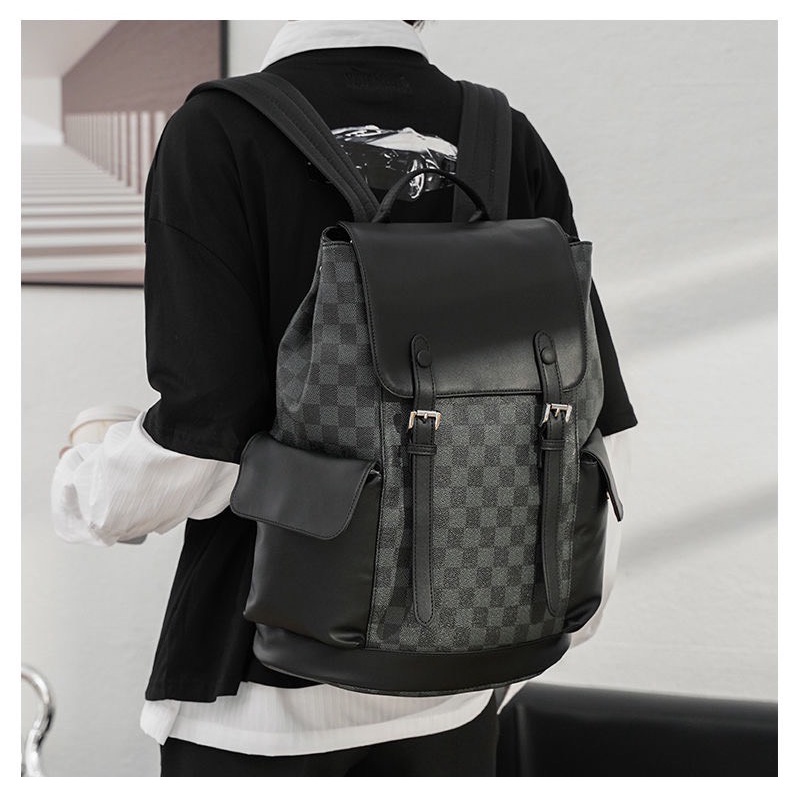 Balo da kẻ KARO PU cao cấp chống nước cặp đi học đi chơi | BigBuy360 - bigbuy360.vn