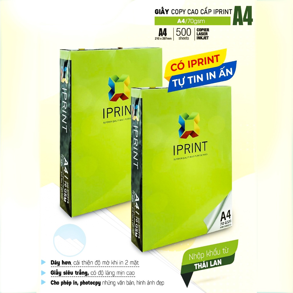 GIấy in Photo A4 IPRINT Thái Lan 70GSM 500 Tờ