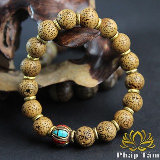 Vòng Tay Hạt Bồ Đề Tam Bảo Cao Cấp Vân Đốm Vàng Tự Nhiên - Tâm Phong Thủy
