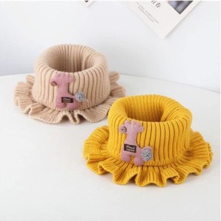 Khăn len ống quàng cổ nhún bèo đính họa tiết xinh xắn cho bé gái (Hàng chất lượng loại 1 mịn dày nhé)