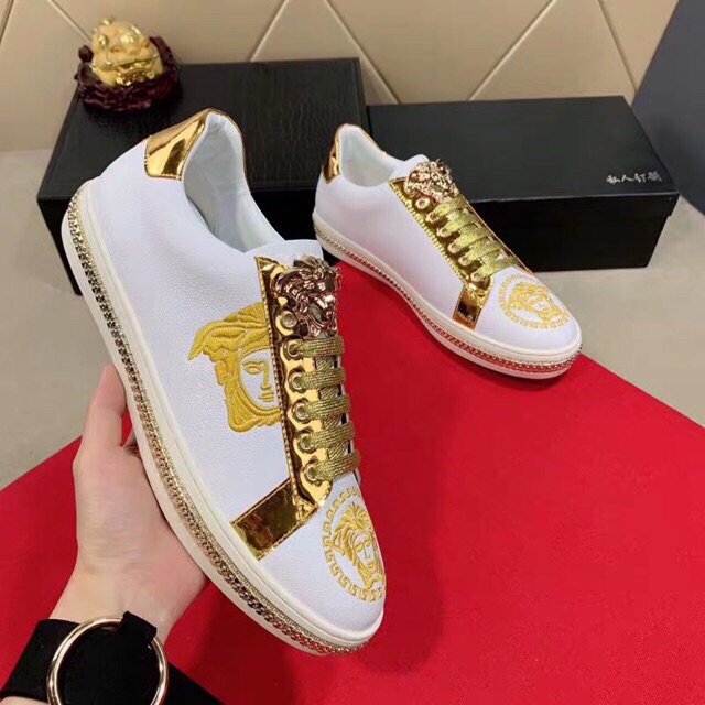 Siêu phẩm giày nam khoá đế in vesar dây nhũ vàng gót vàng siêu sang trọng | BigBuy360 - bigbuy360.vn