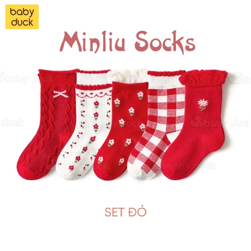 Combo 5 đôi tất/vớ bé gái cao cấp Minliu socks mẫu mới nhất, tất/vớ trẻ em