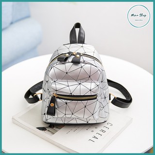 Balo nữ, balo mini kẻ caro màu xám, cute, balo thời trang phong cách Hàn quốc Minashop