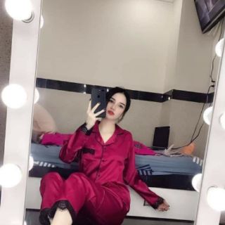 Đồ bộ phi lụa tay dài phối ren