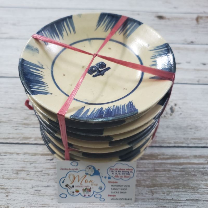 Đĩa Gốm hoa văn Nam Bộ Xưa 15*2.5cm