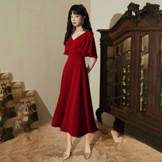 Đầm Xếp Ly Dáng Dài Đỏ Đô