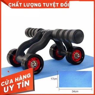 Con lăn tập bụng 4 bánh tặng kèm thảm lót - dụng cụ tập thể dục