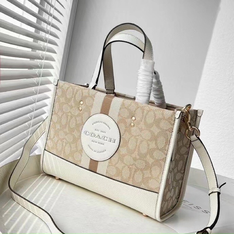 TNS - Túi tote form vuông hottrend Coashi field dempsey tote-chất canvas phối da màu kem sang trọng