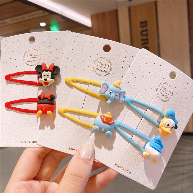 [Sẵn HCM] Set 2 kẹp tóc bấm hoạt hình cực xinh hình Minnie, mickey, donal cho bé - kẹp tóc bé gái - Selenshop