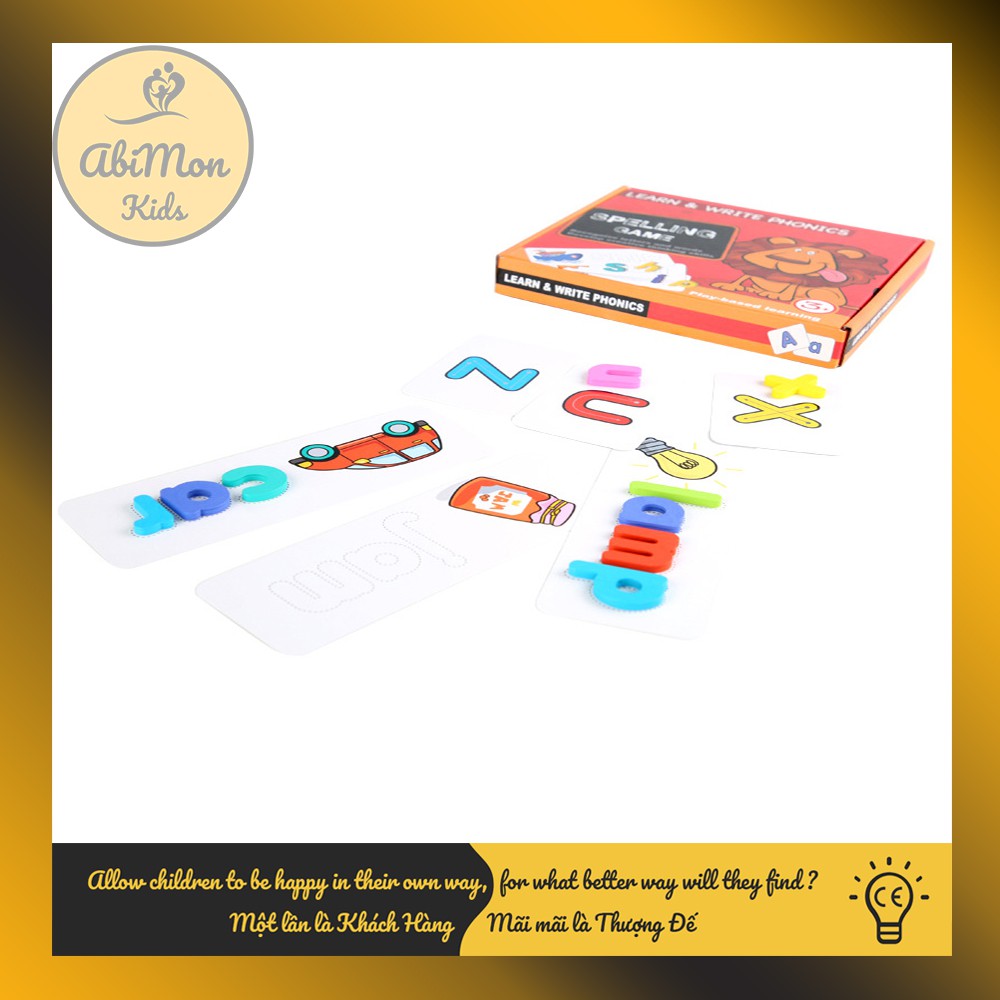 Spelling Game - Bộ Ghép Chữ Tiếng Anh Cho Bé ☘️ Montessori cao cấp ✨ (Đồ chơi Gỗ - Giáo Dục - An toàn - Thông minh)