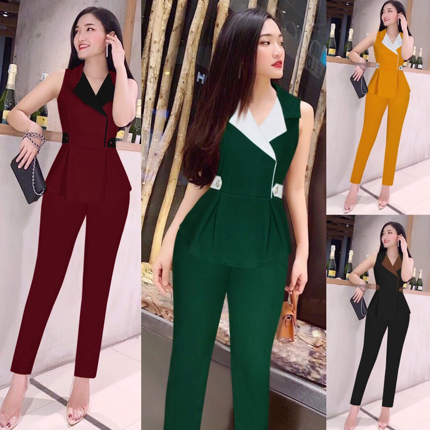 Bộ Đồ Nữ 💕FREESHIP💕 Set nguyên bộ áo vest sát nách quần dài xinh xắn MS: TJ1100