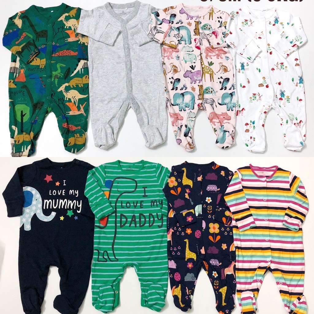 [HÀNG ĐẸP] Body Sleepsuit, Body Dài Cotton Liền Tất Vớ Cho Bé Trai Bé Gái 0-24months, Hàng Xuất Dư Xịn