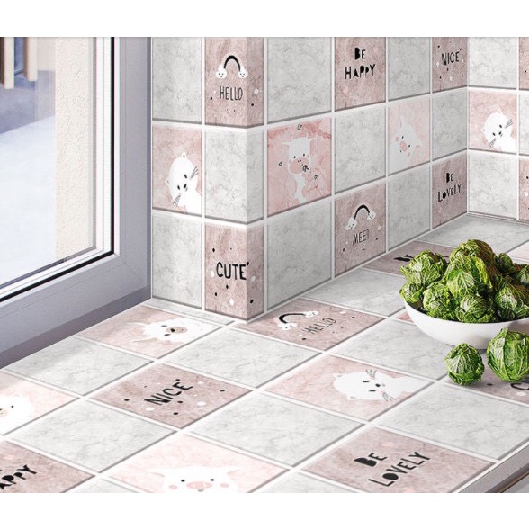 Giấy dán bếp 💖 FREE SHIP 💖 Decal dán bếp tráng bạc mã KARO MÈO 01 có keo sẵn chịu nhiệt tốt