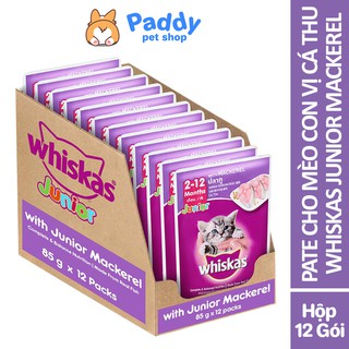 [Hộp 12 Gói] Pate Whiskas Cho Mèo Con Cá Thu 85g
