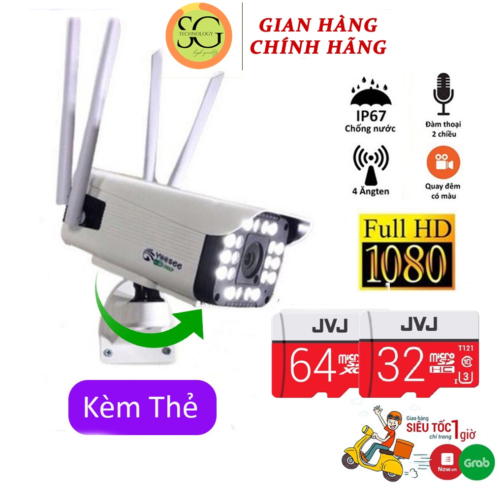 Camera ngoài trời,chống nước Yoosee Full HD 1080P TIẾNG VIỆT- Đàm thoại 2 chiều nét cả ngày và đêm - Bảo hành:12 Tháng