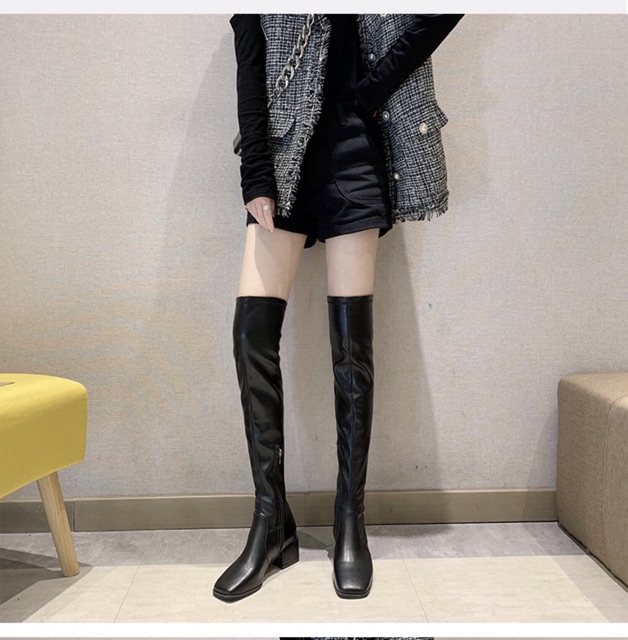 (Kèm ảnh thật) CÓ SẴN Bốt đùi da lộn mũi vuông | BigBuy360 - bigbuy360.vn