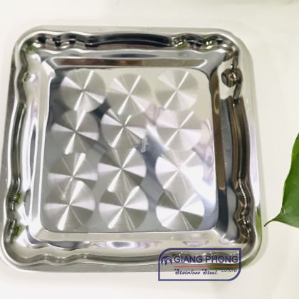 Đĩa Vuông, Mâm Vuông Inox Cao Cấp Bóng Đẹp - GP