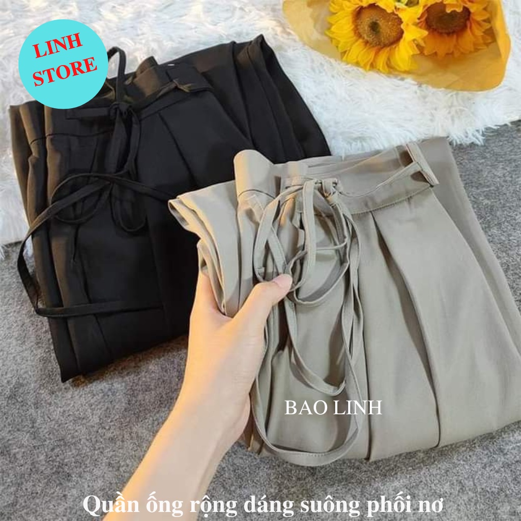 Quần Ống Rộng Dáng Suông Nữ Cạp Cao Linh Store, Quần Ống Rộng Nữ Công Sở Chất Liệu Ruby Mặc Đi Làm Đi Học M015